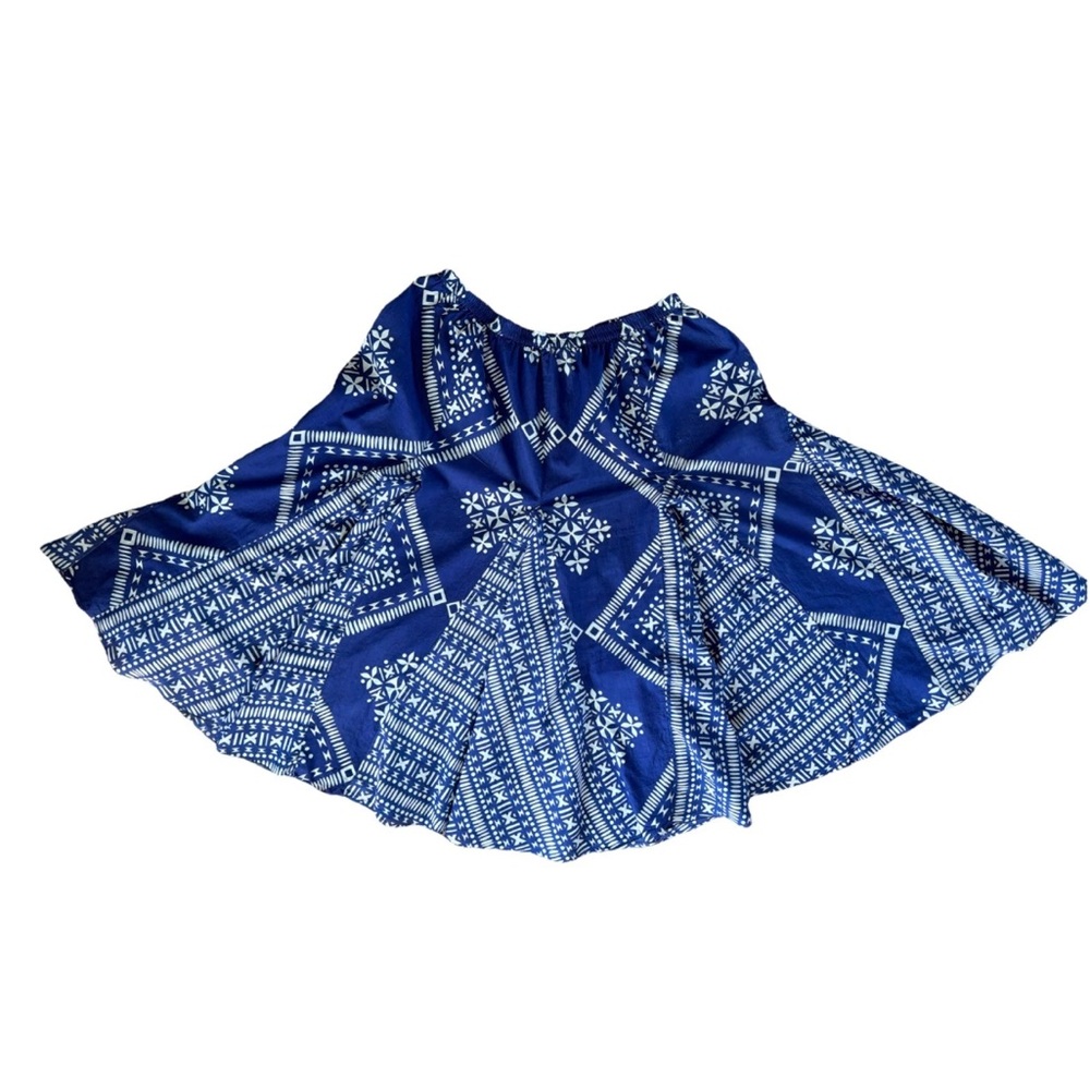 Soft Surroundings Maxi Skirt Blue Geometric Print Size Lg Elastic Waist Bohemian - Picture 8 of 8